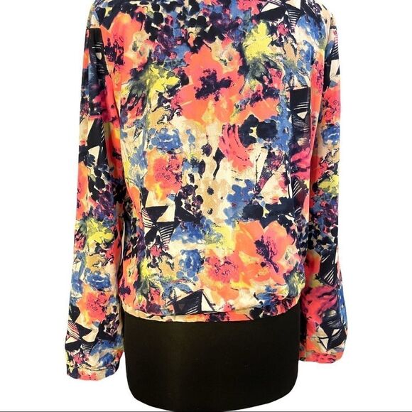 Japna Floral Zip Front Bomber Jacket Sz L - Picture 9 of 11